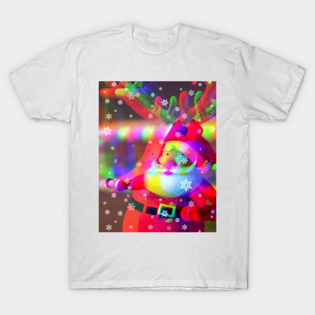 Psychedelic Trippy Xmas Santa with Antlers T-Shirt by FineArtMaster